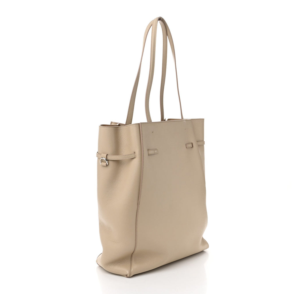 Calfskin Voyou Medium North South Tote Natural Beige