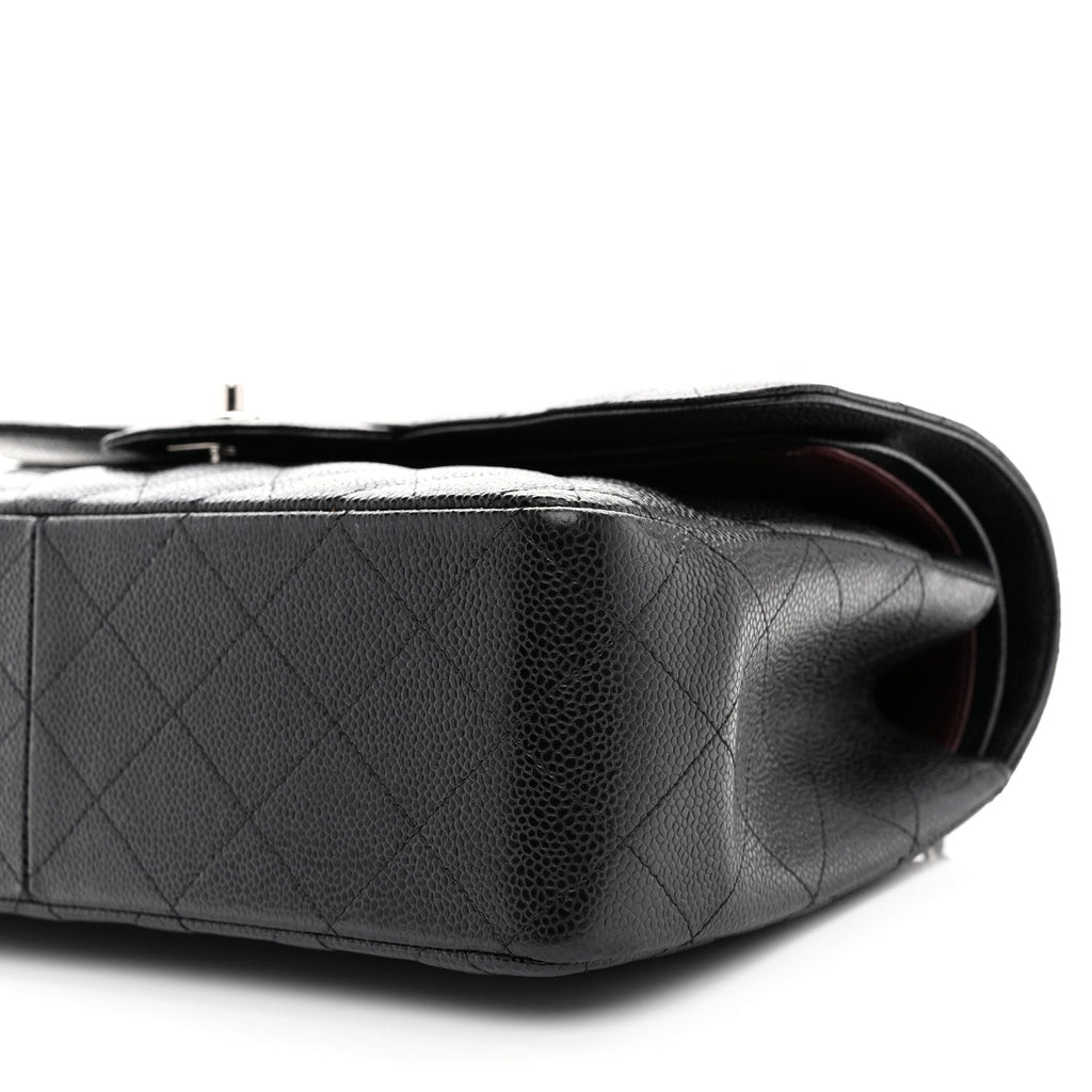 Caviar Quilted Jumbo Double Flap Black