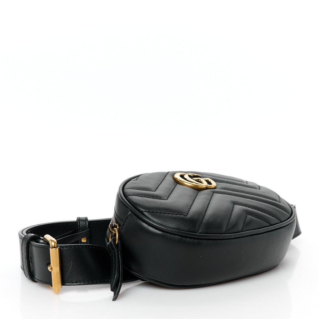 Calfskin Matelasse GG Marmont Belt Bag 85 34 Black