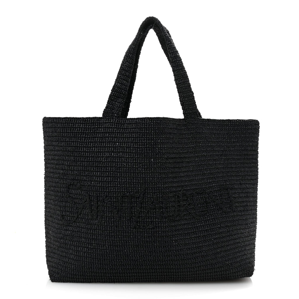 Raffia Logo Tote Black