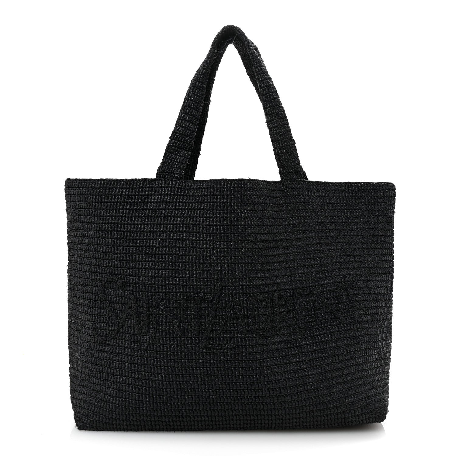 Raffia Logo Tote Black