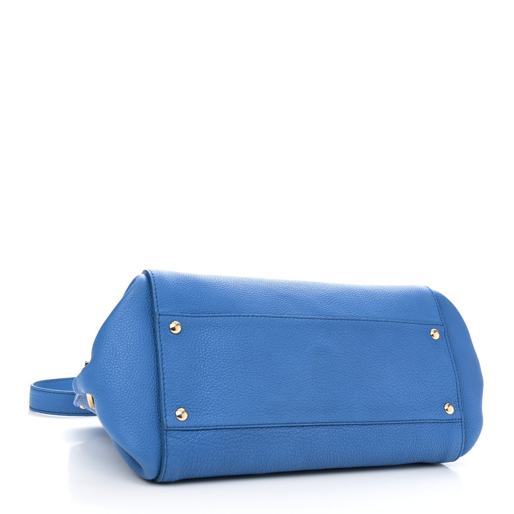 Grained Calfskin Medium Sofia Satchel Blue
