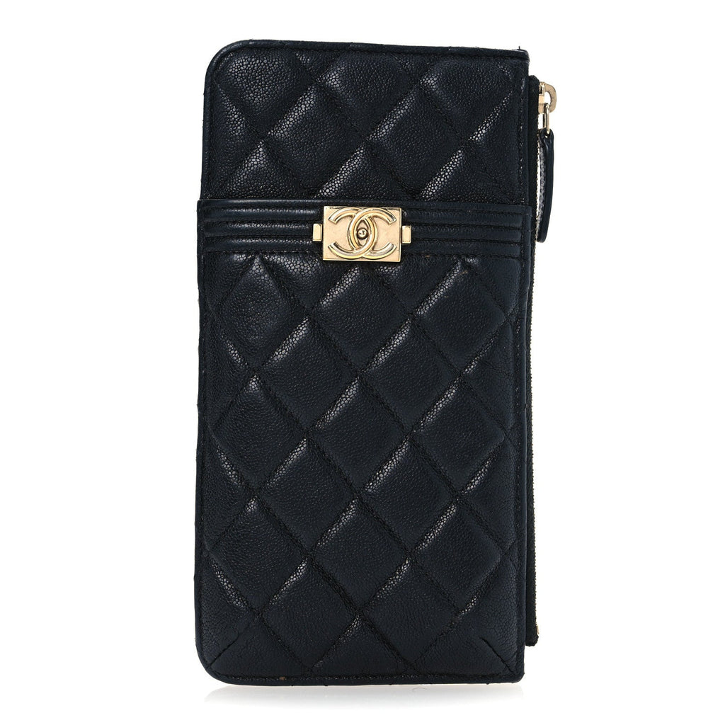 Caviar Quilted Boy iPhone Pouch Black