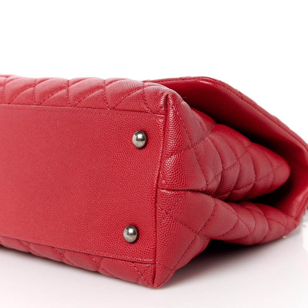 Caviar Quilted Small Coco Handle Flap Red