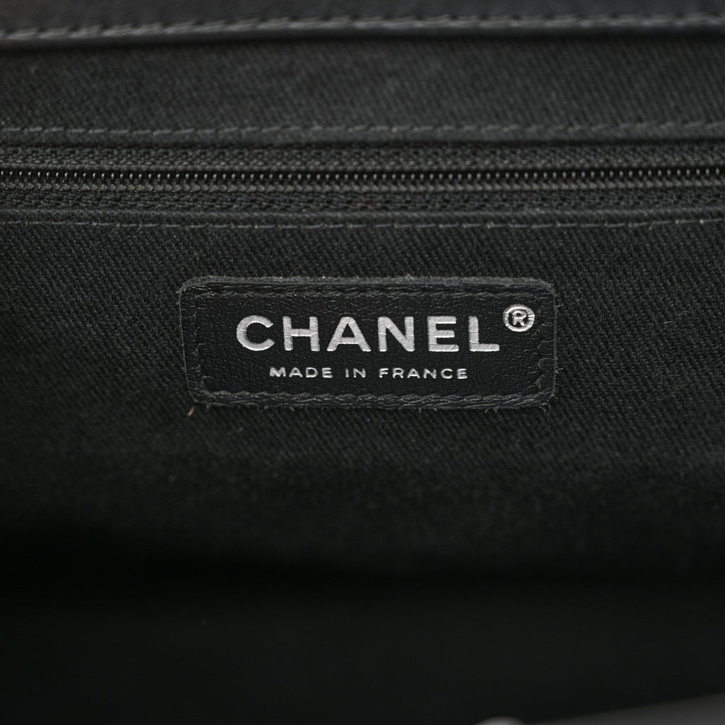 Patent Quilted Timeless CC Shopping Tote Black