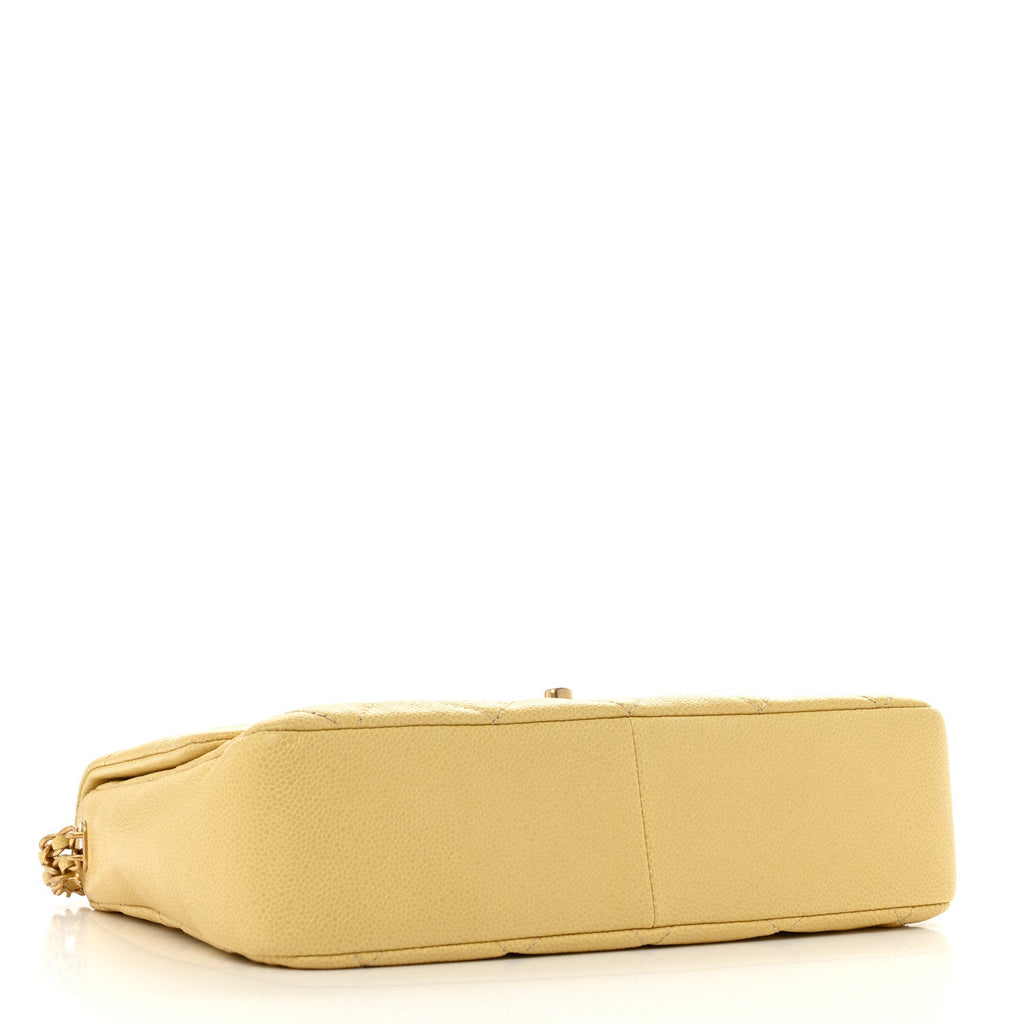 Shiny Caviar Quilted Large Chain Melody Flap Yellow