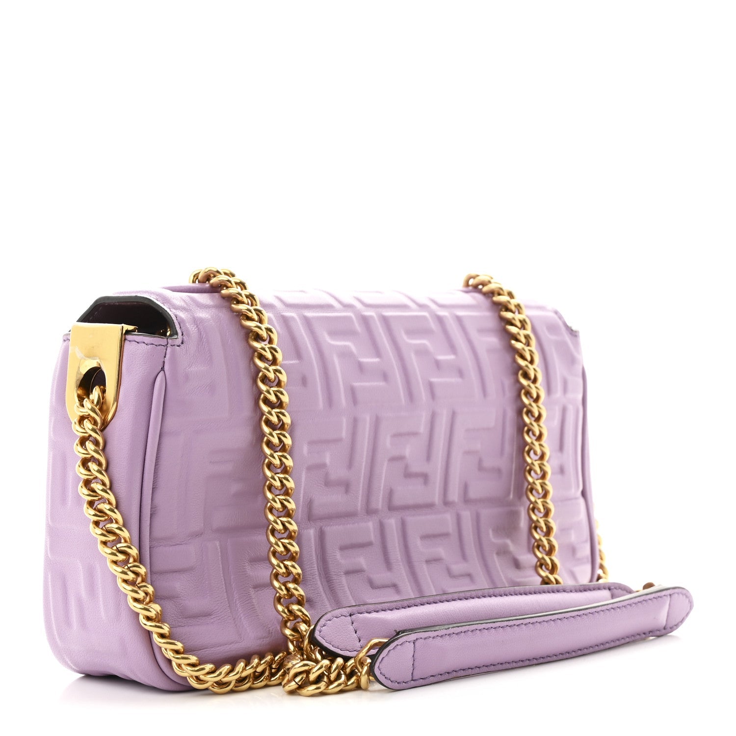 Nappa FF Embossed Small Midi Chain Baguette Violetta