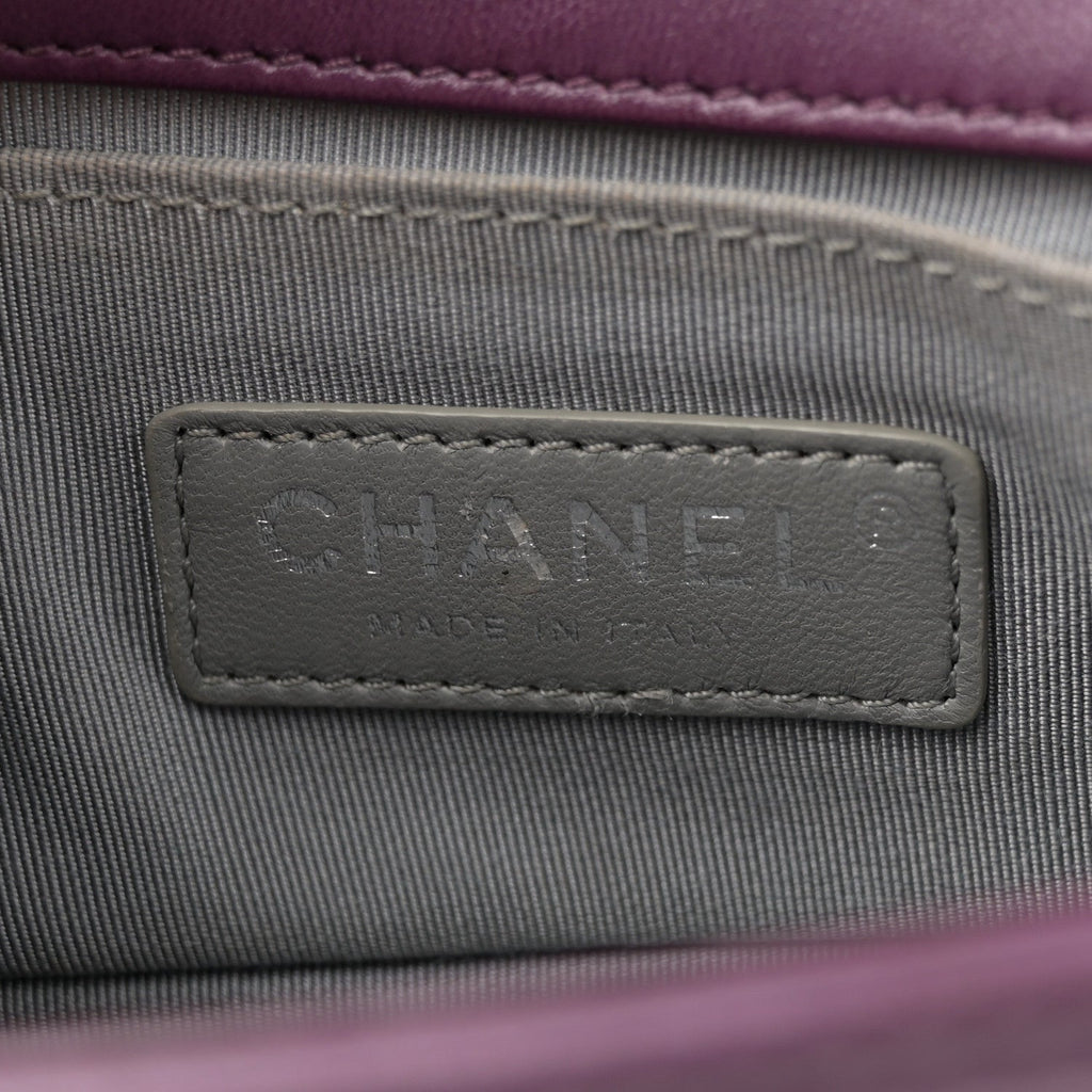 Velvet Quilted Mini Boy Flap Purple