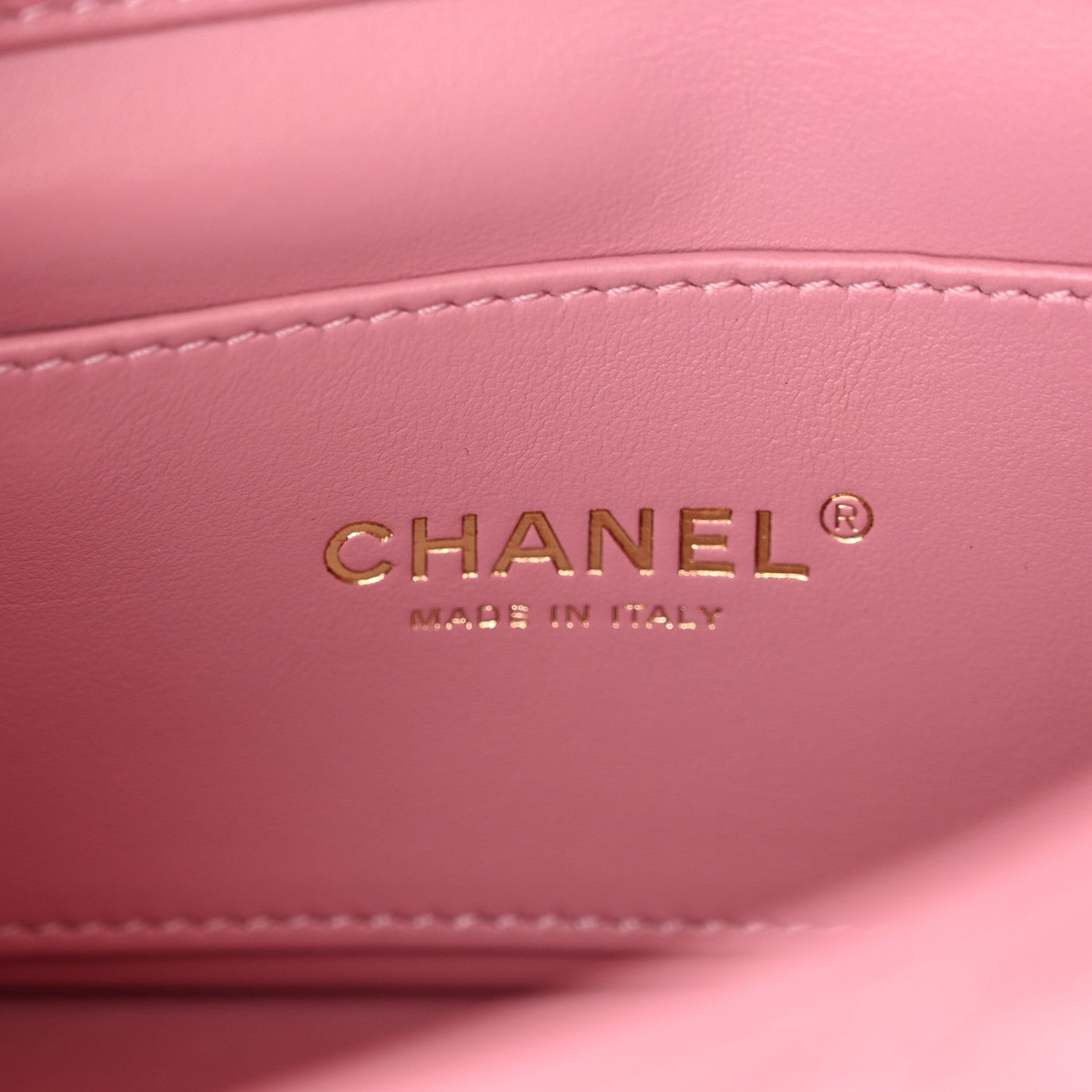 Lambskin Quilted Mini CC Crystal Logo Chain Flap Pink