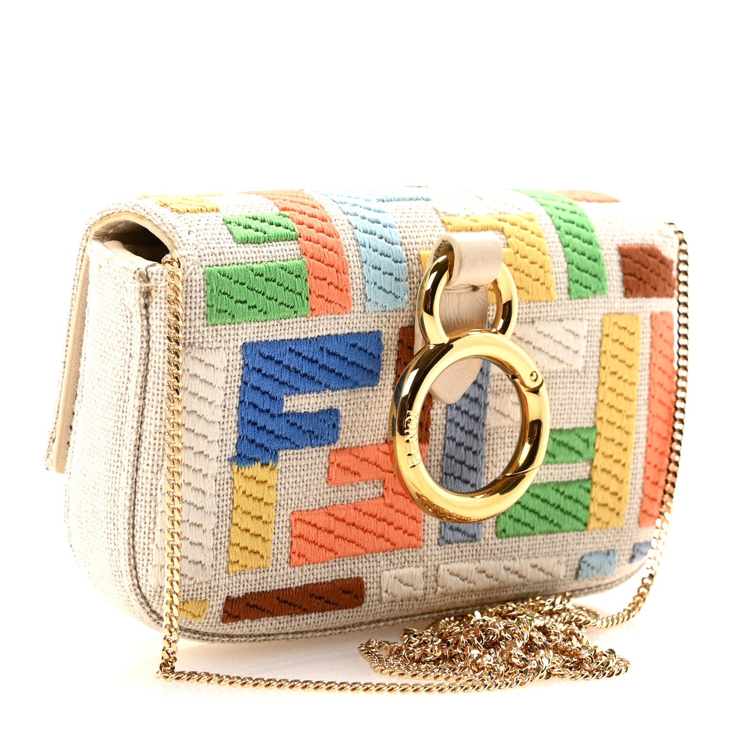Kuban Canvas FF Embroidered Nano Baguette Charm Grezzo Multicolor
