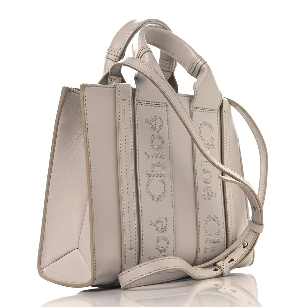 Calfskin Small Woody Ribbon Tote Cement Pink