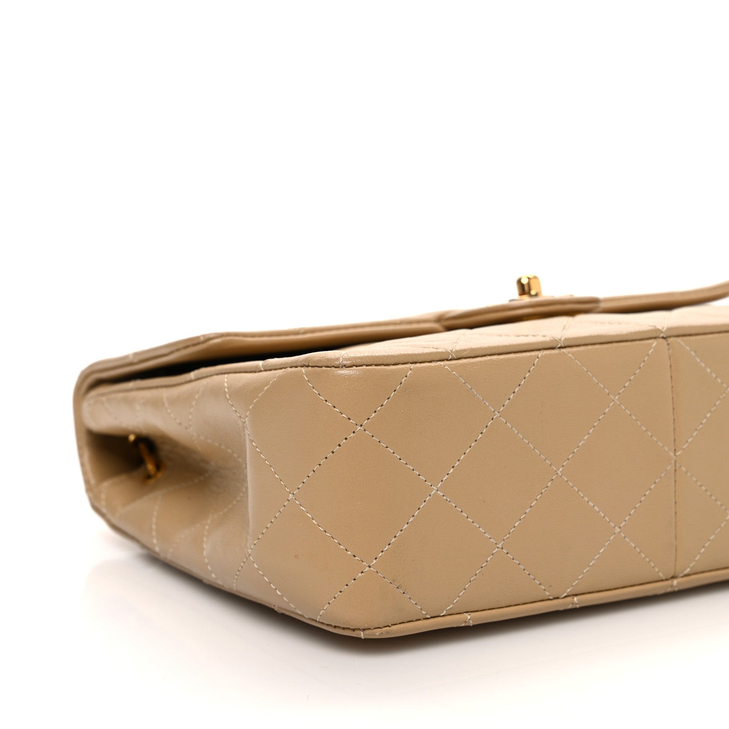Lambskin Quilted Mini Square Flap Beige