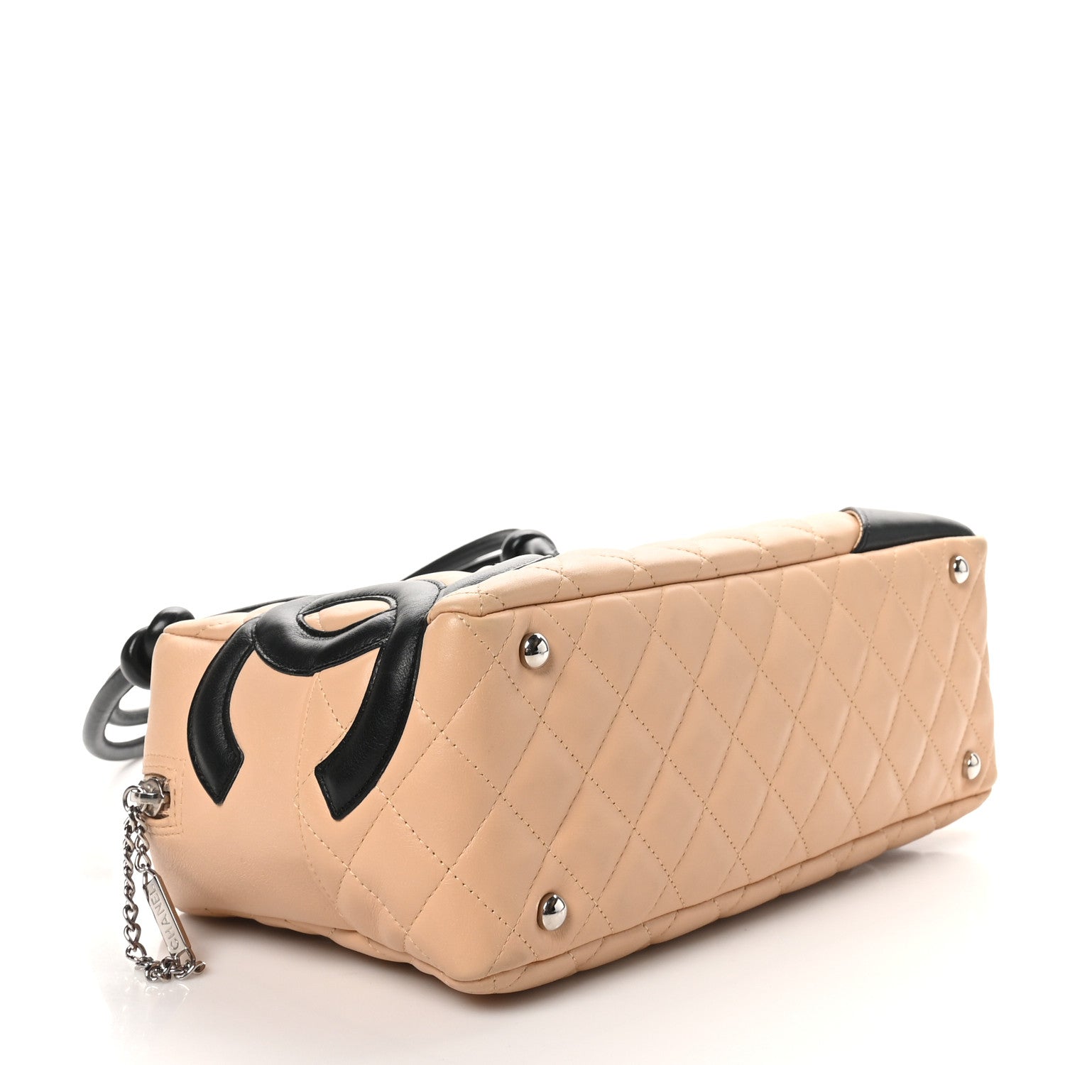 Calfskin Quilted Large Cambon Bowler Beige Black