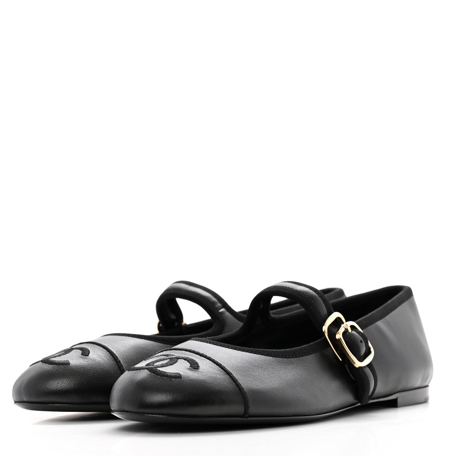 Lambskin Mary Jane Flats 37.5 Black