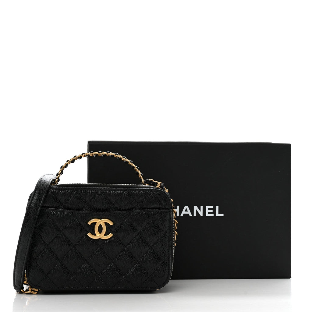 Caviar Quilted Small Pick Me Up Vanity Case Black