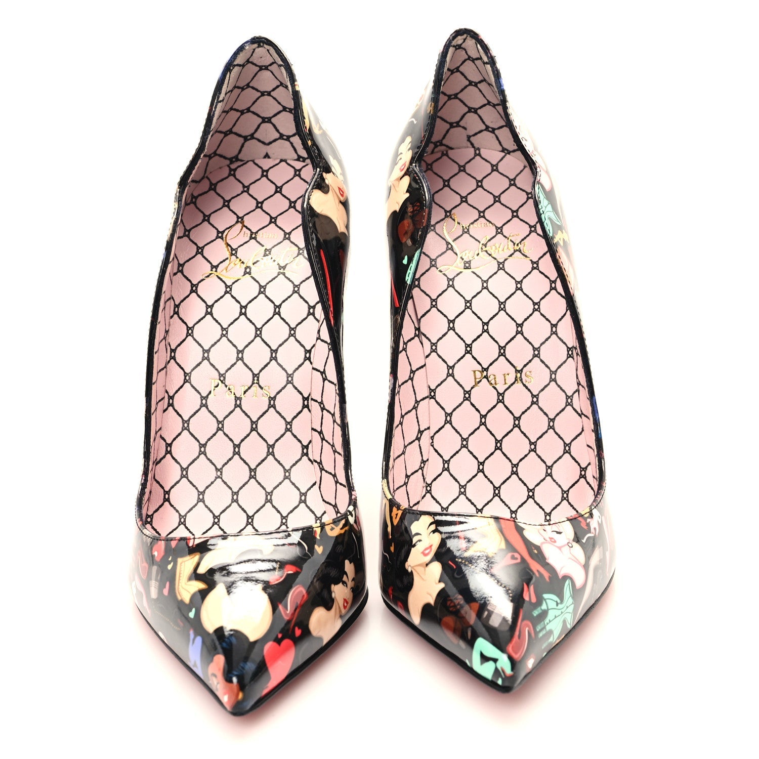 Patent Bored Lin Resille Hot Chick 100 Pumps 35.5 Black Multicolor