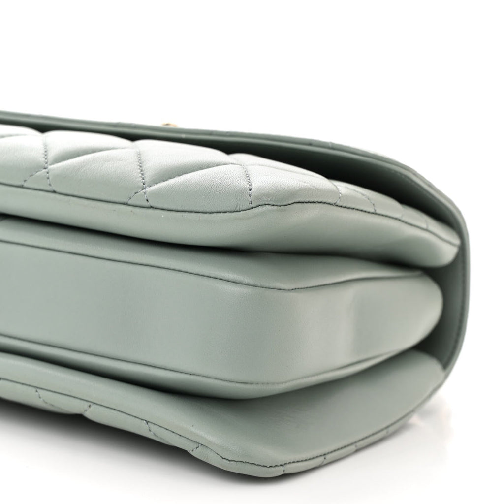 Lambskin Quilted Small Trendy CC Flap Dual Handle Bag Light Grey