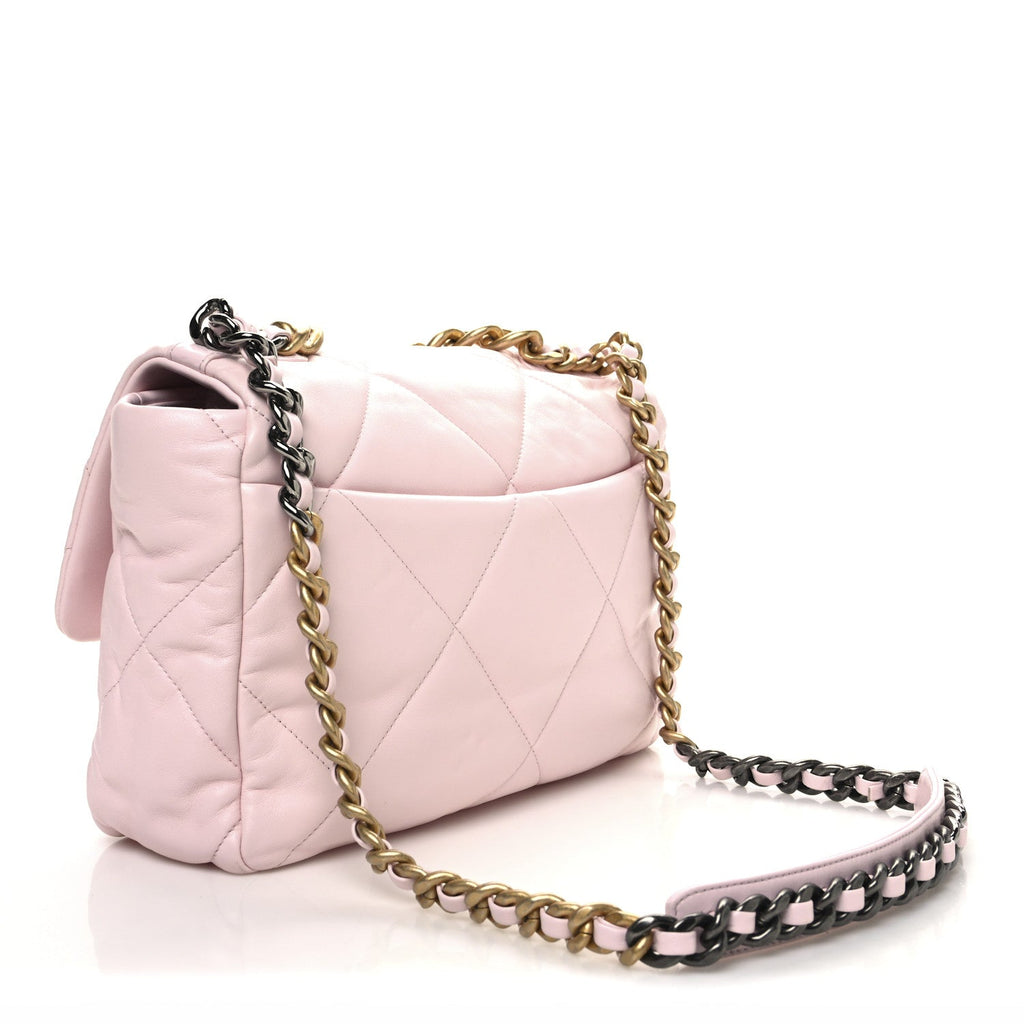 Lambskin Quilted Large Chanel 19 Flap Light Pink