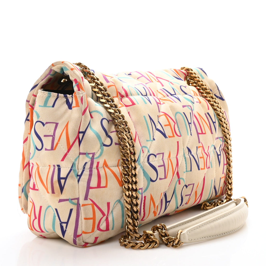 Silk Carre Rive Gauche Print Patchwork Monogram Medium Jamie Multicolor White