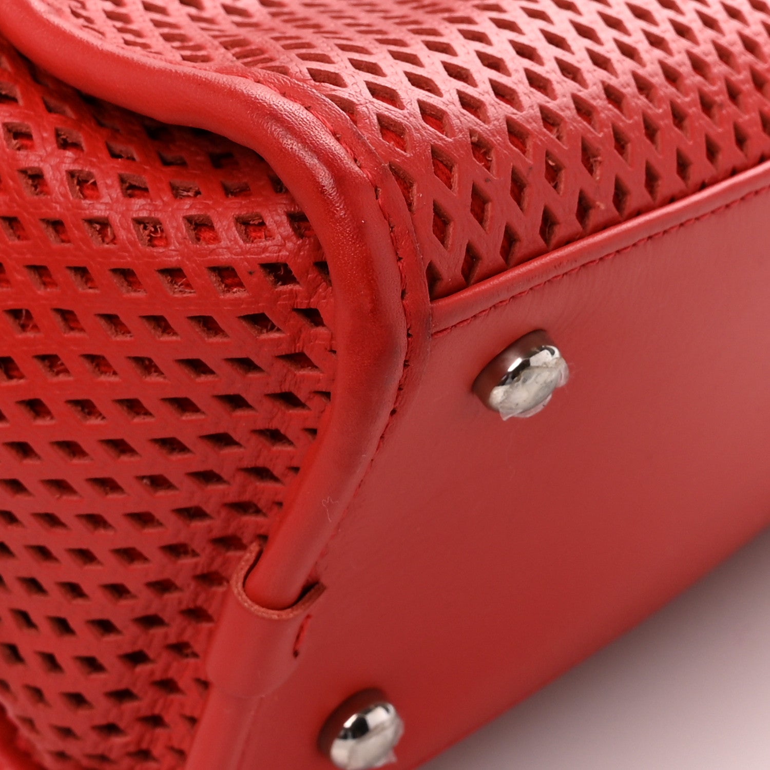 Calfskin Perforated Up In The Air East West Tote Red