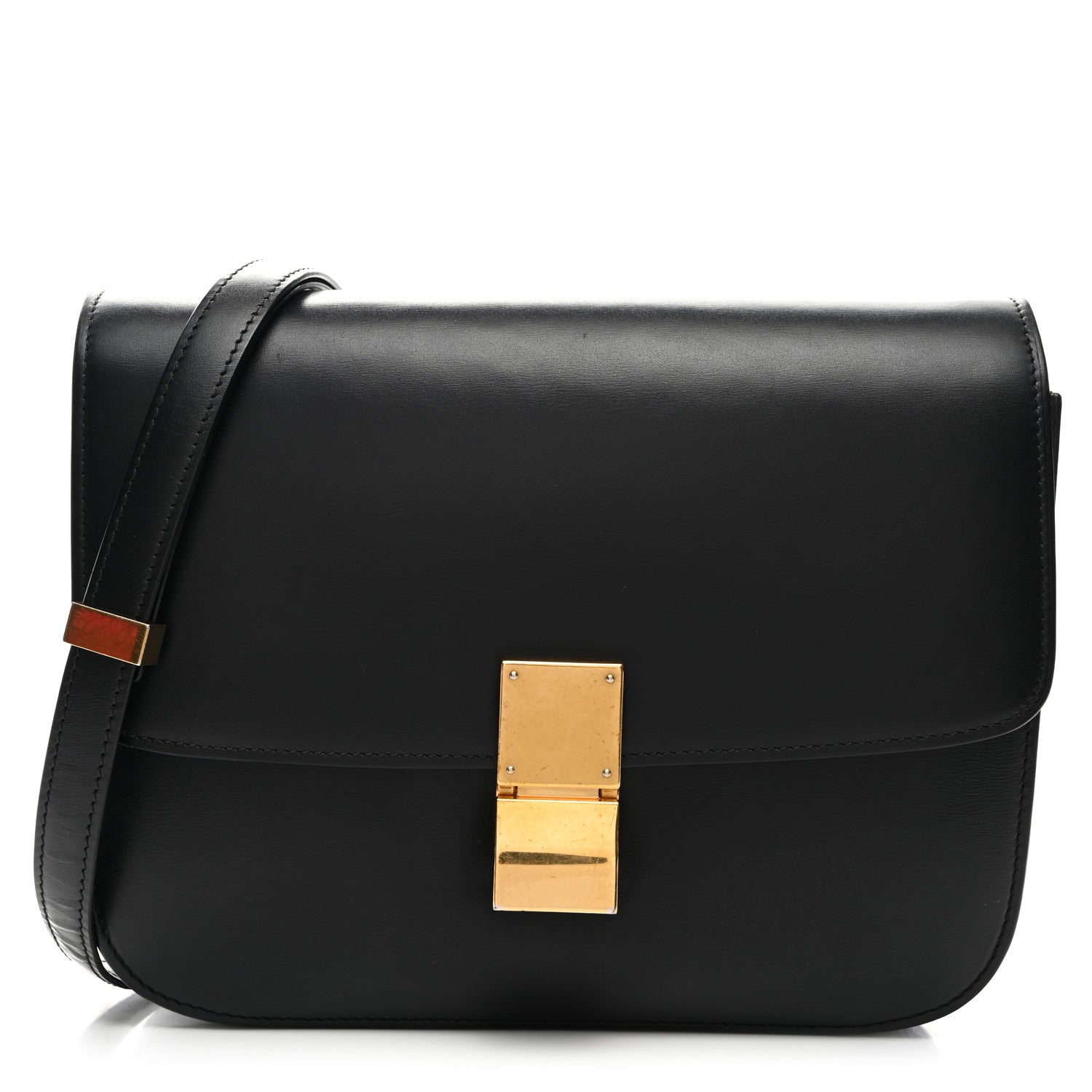 Box Calfskin Medium Classic Box Flap Bag Black
