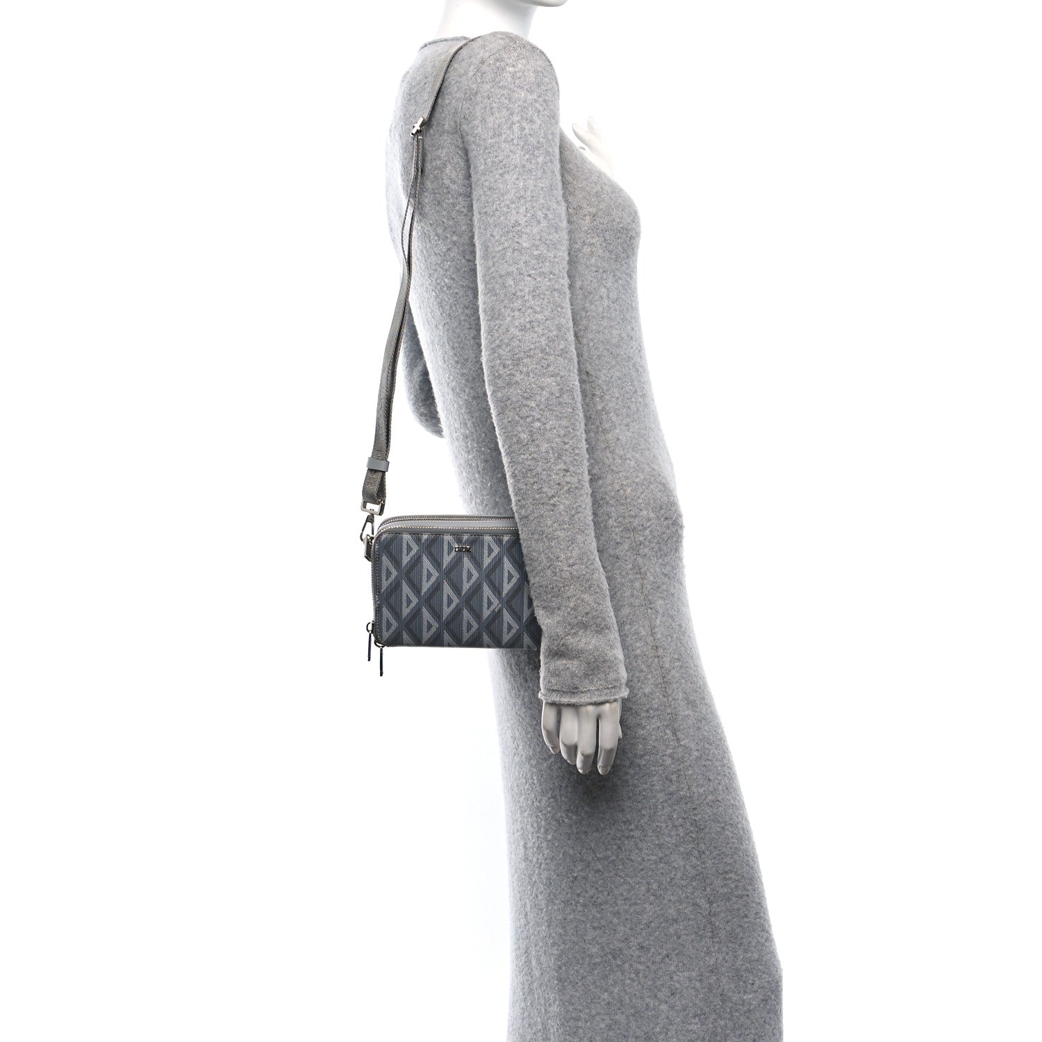Coated Canvas CD Diamond Messenger Pouch Grey