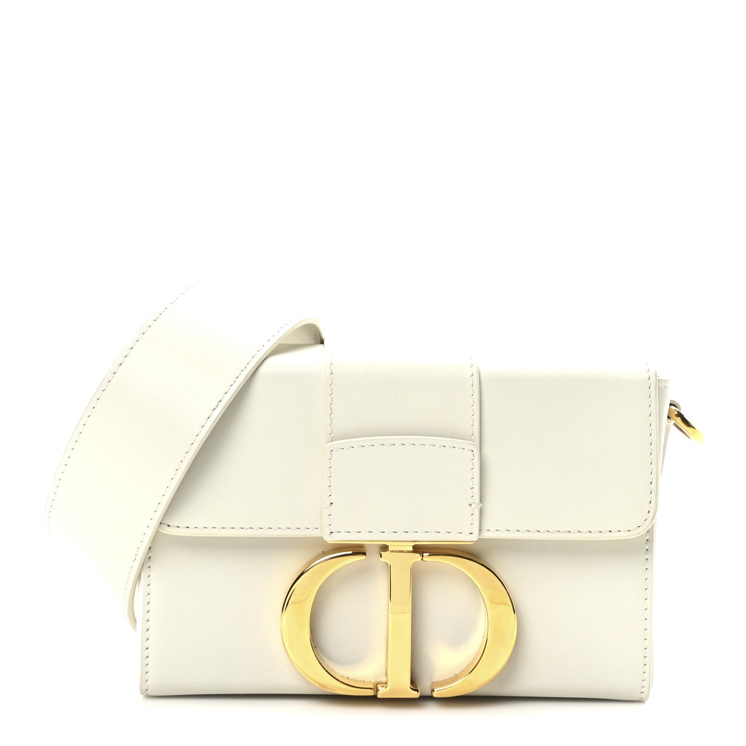 Smooth Calfskin 30 Montaigne Box Bag White