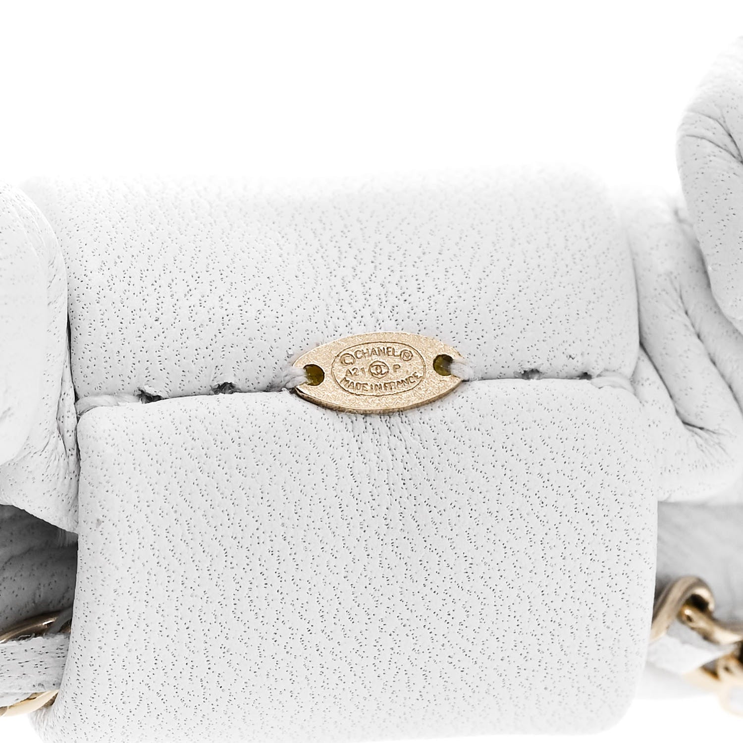 Lambskin Chain CC Hair Scrunchie White