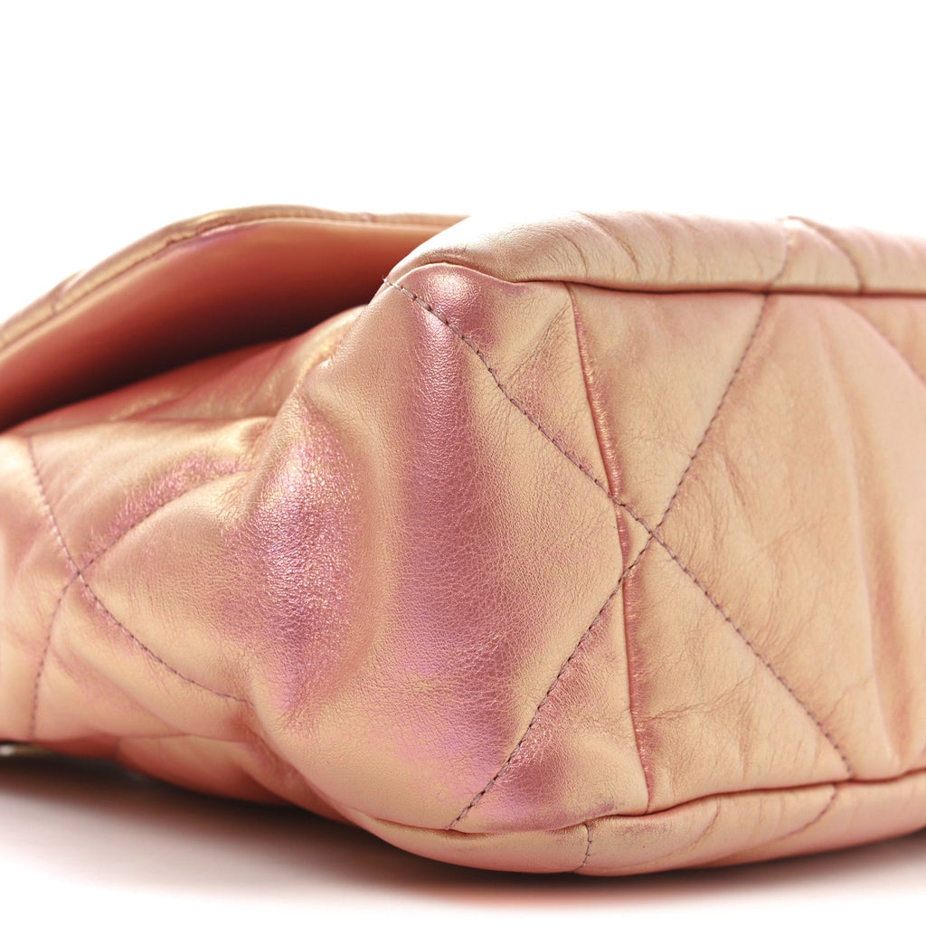 Iridescent Lambskin Quilted Chanel 19 Flap Pink
