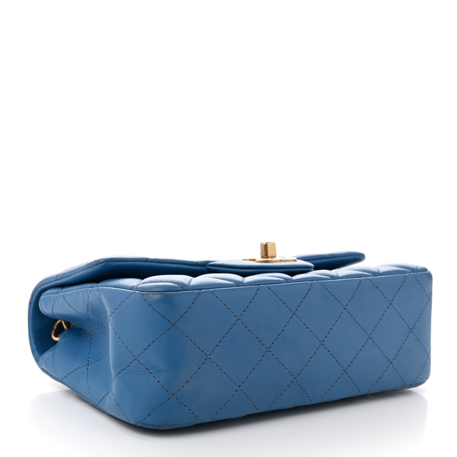 Lambskin Quilted Mini Rectangular Flap Blue