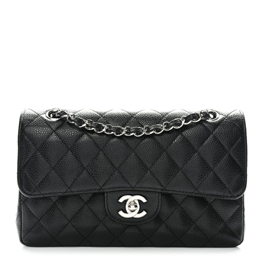 Caviar Quilted Small Double Flap Black