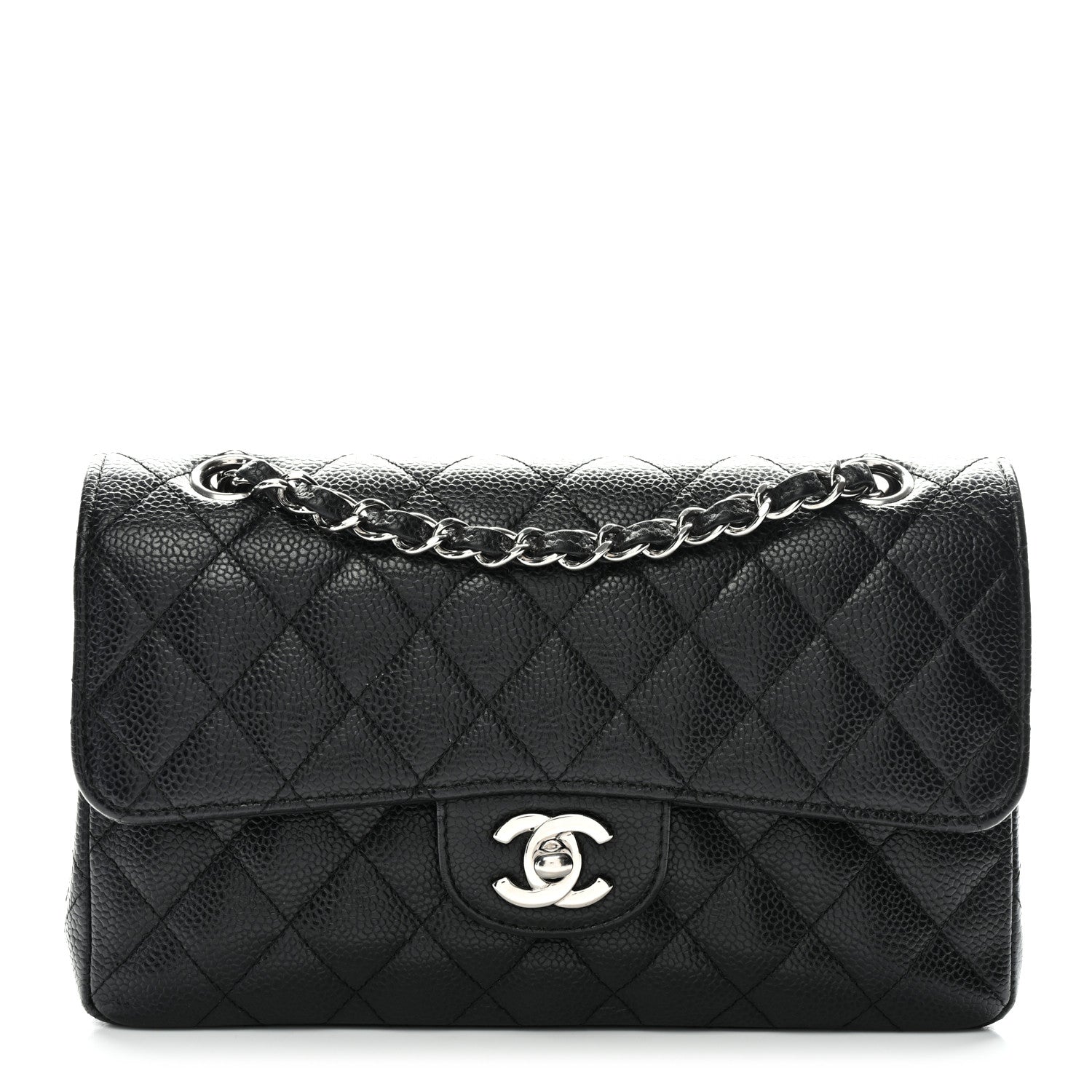 Caviar Quilted Small Double Flap Black