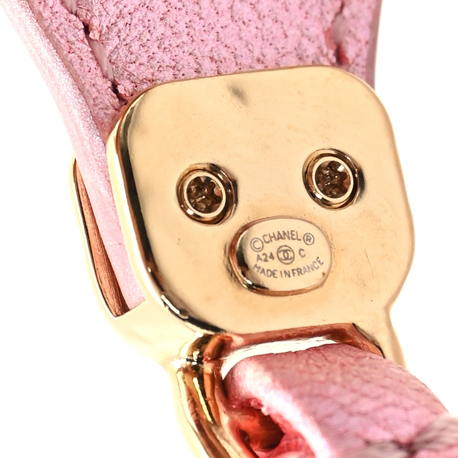 Iridescent Lambskin Metal Chain Belt M Light Pink