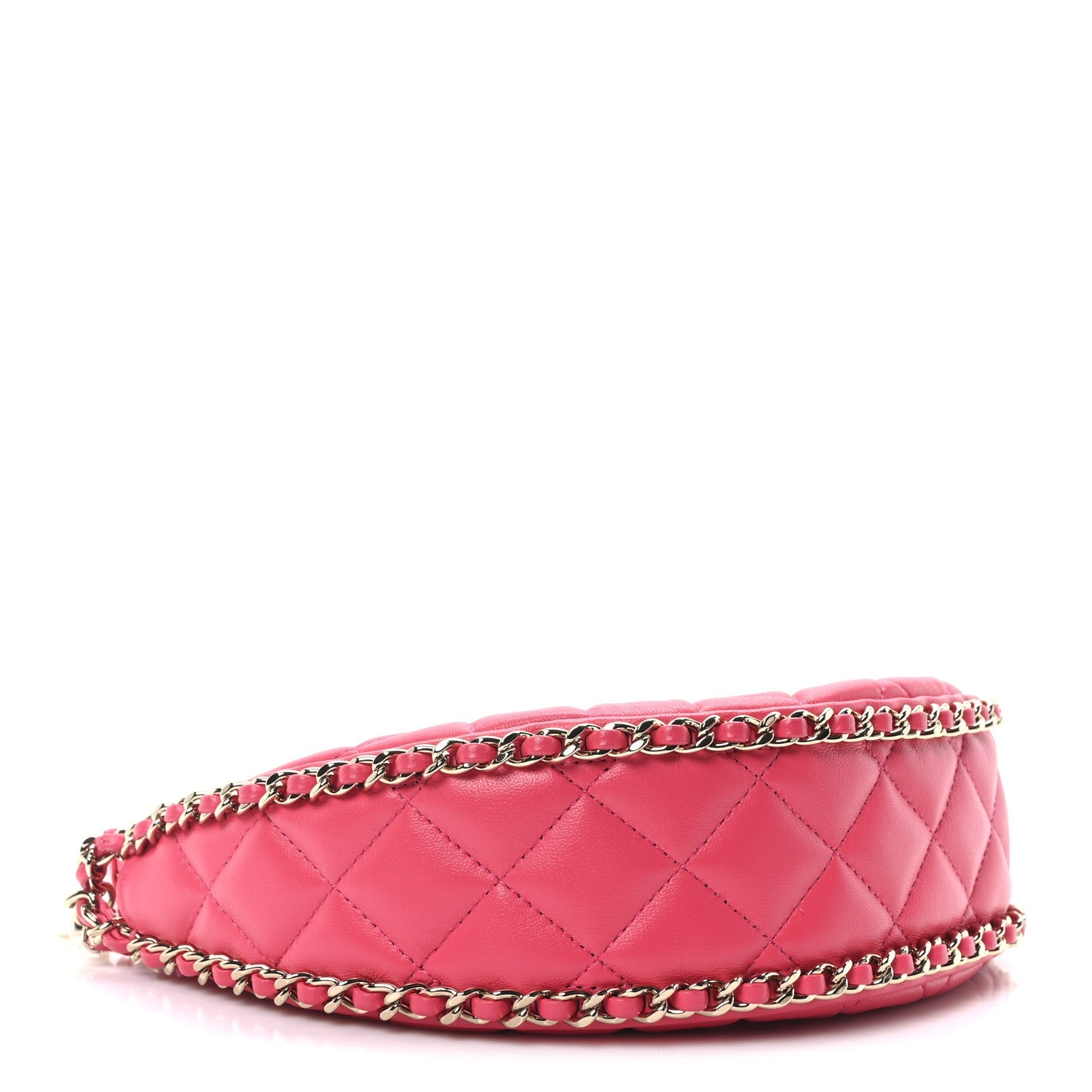 Lambskin Quilted Small Hobo Bag Dark Pink