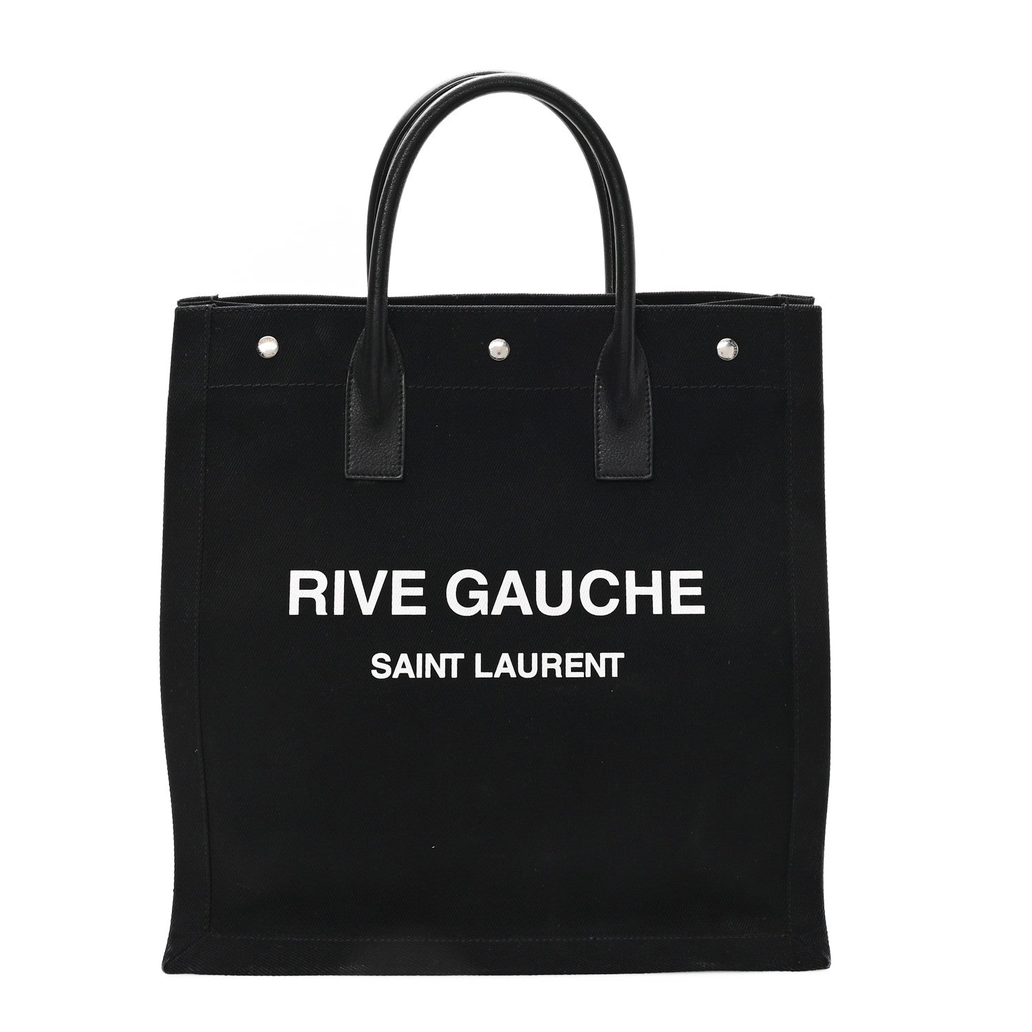 Linen Calfskin Rive Gauche North South Tote Black
