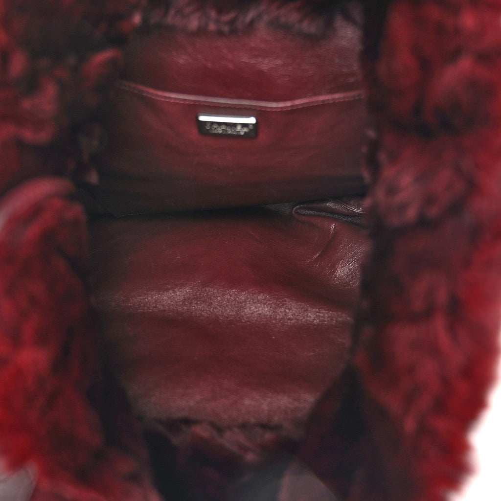 Rabbit Fur Quilted Pattern Shopping Tote Burgundy