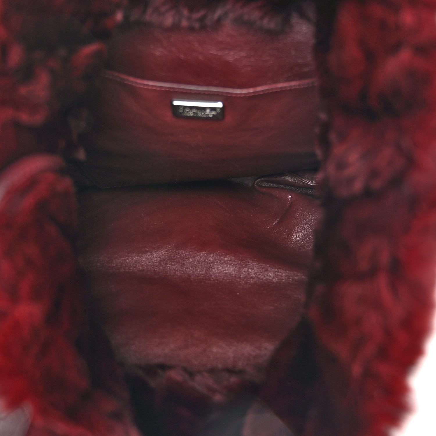 Rabbit Fur Quilted Pattern Shopping Tote Burgundy