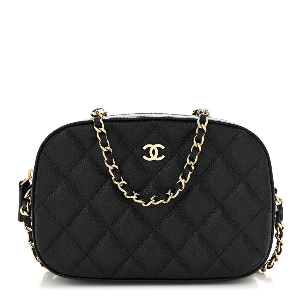 Caviar Quilted Vanity With Chain Black