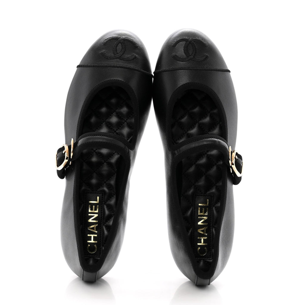 Lambskin Mary Jane Flats 37.5 Black