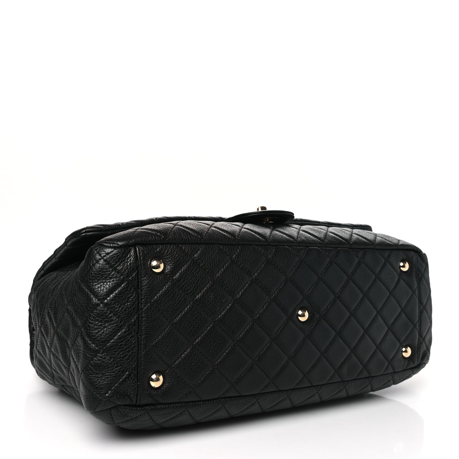 Calfskin Quilted XXL Travel Flap Bag Black