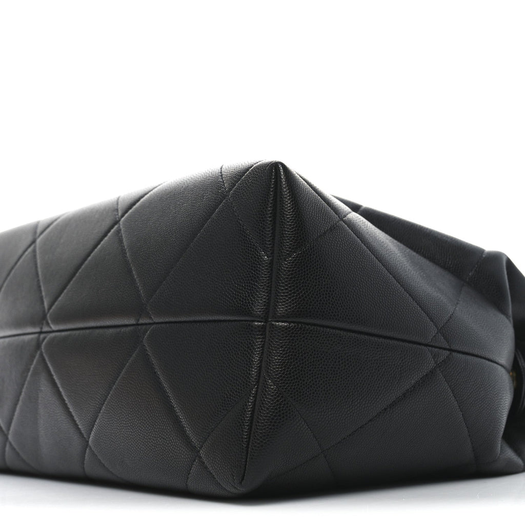 Caviar Quilted Large A Real Catch Shopping Bag Black