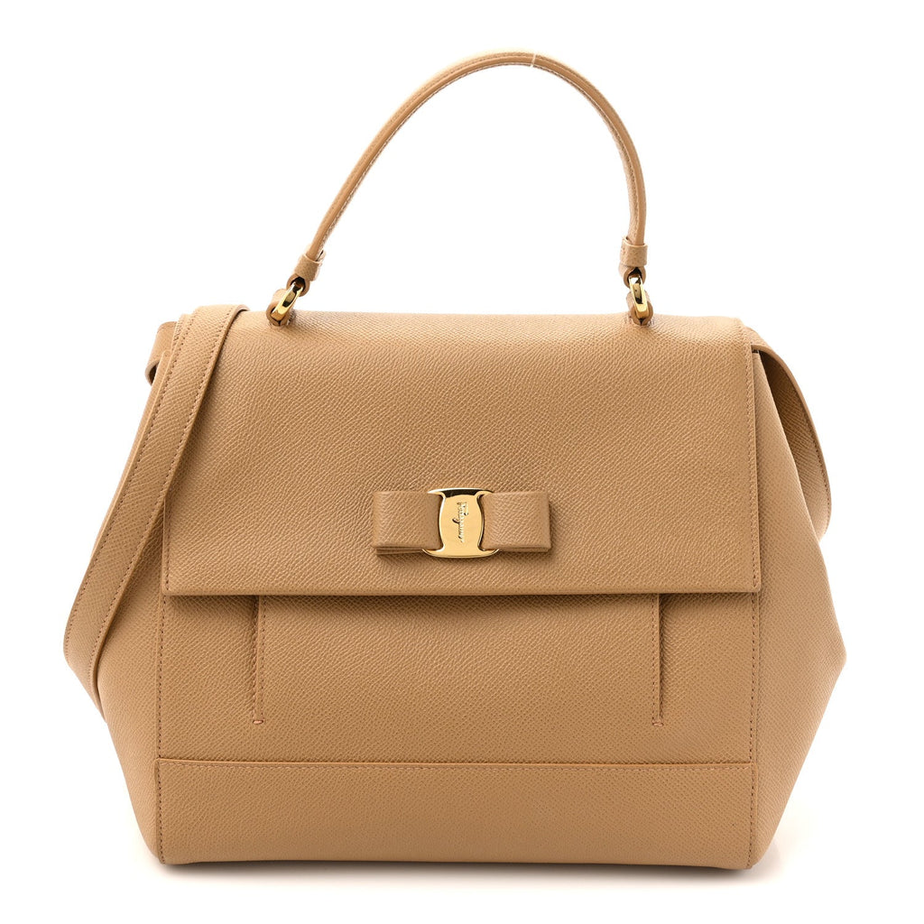 Hammered Calfskin Carrie O Shoulder Bag Camel