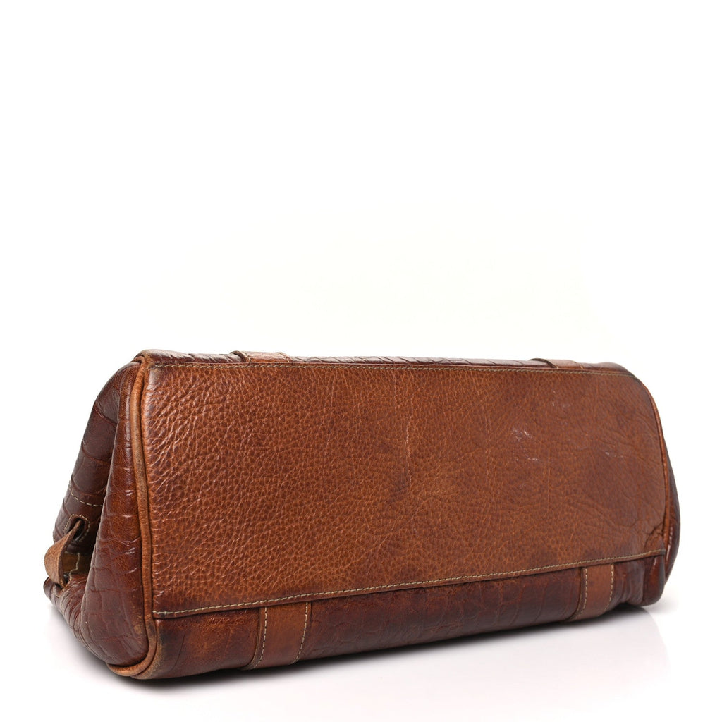 Crocodile Embossed Calfskin East West Bayswater Brown