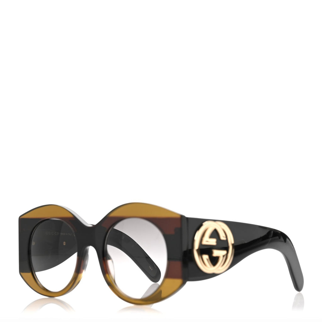 Acetate Round Frame Sunglasses GG0177S Brown