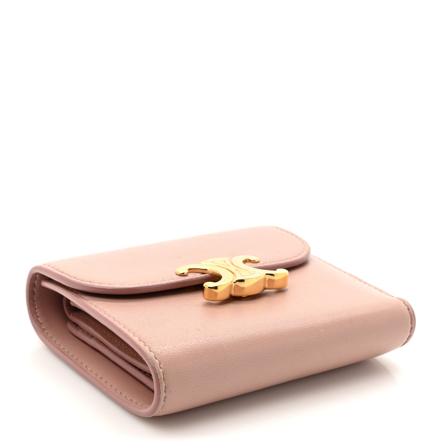 Shiny Calfskin Small Triomph Wallet Antique Rose
