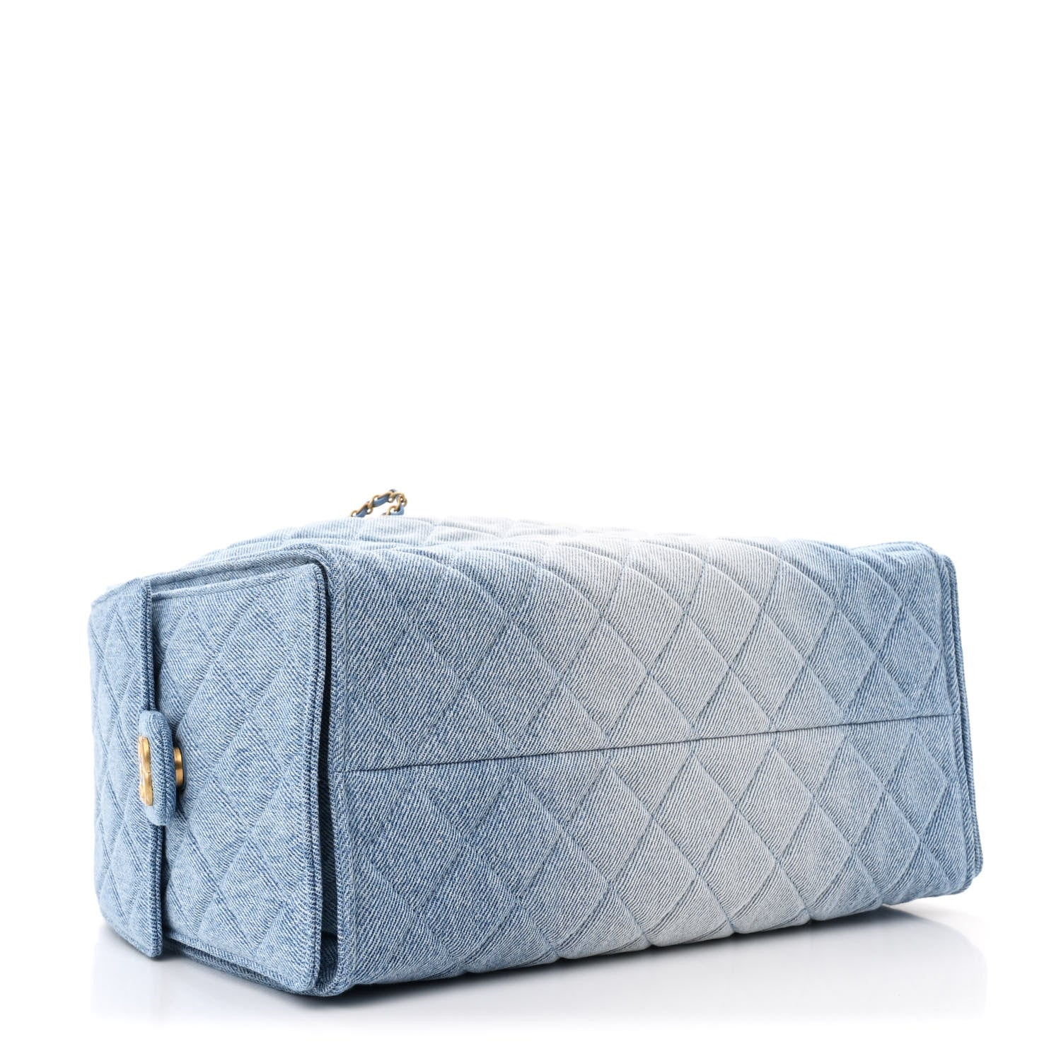 Washed Denim Quilted Medium Chanel 25 Handbag Blue