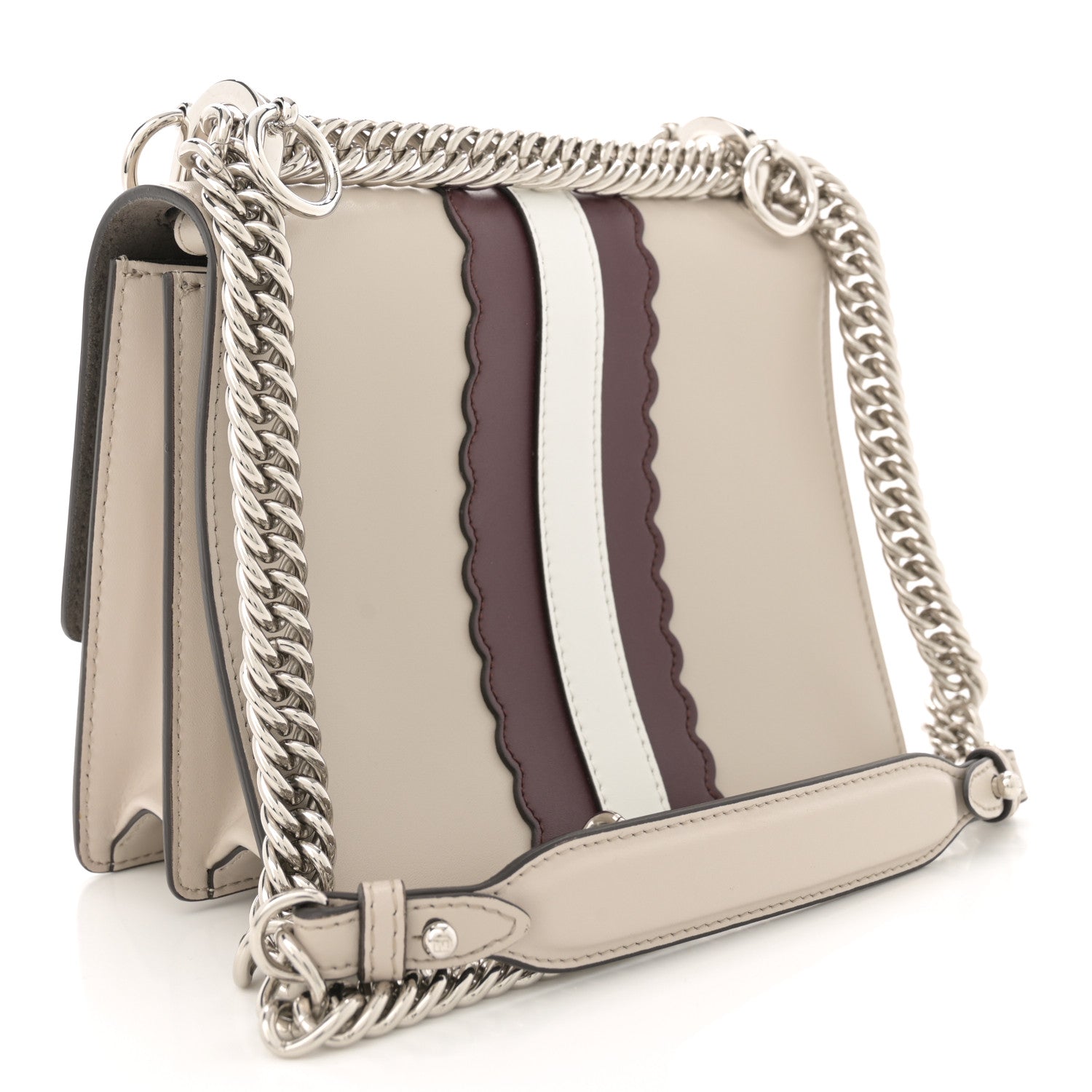 Vitello Liberty Lucido Catalan Mirror Hypnoteyes Studded Small Kan I Shoulder Bag Grigio Polvere Bordeaux Multicolor