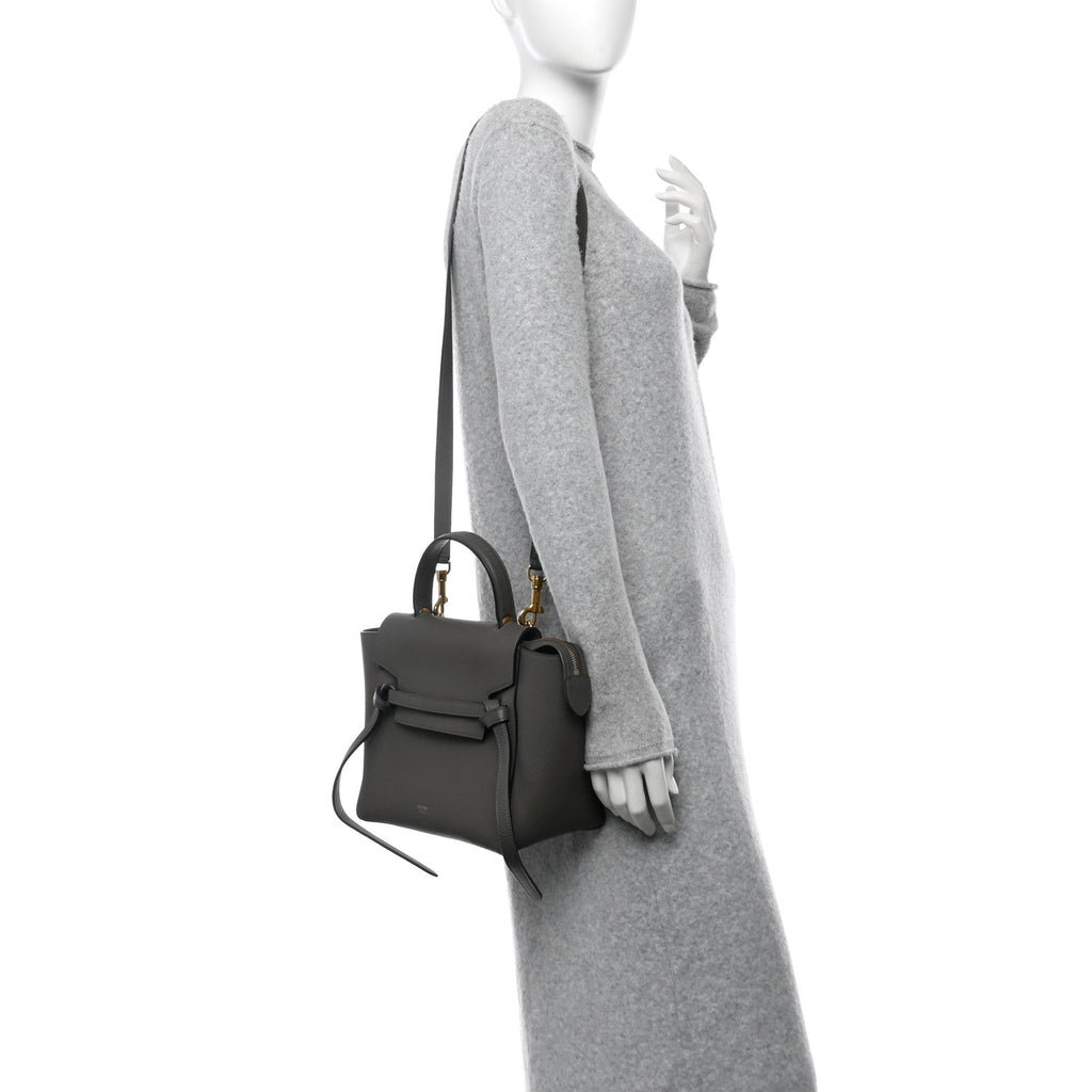 Baby Grained Calfskin Micro Belt Bag Grey