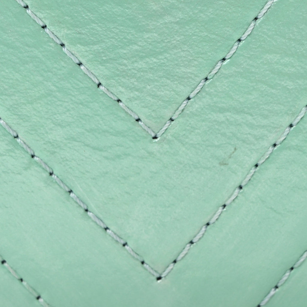 Calfskin Chevron Stitched Evening Bag Blue