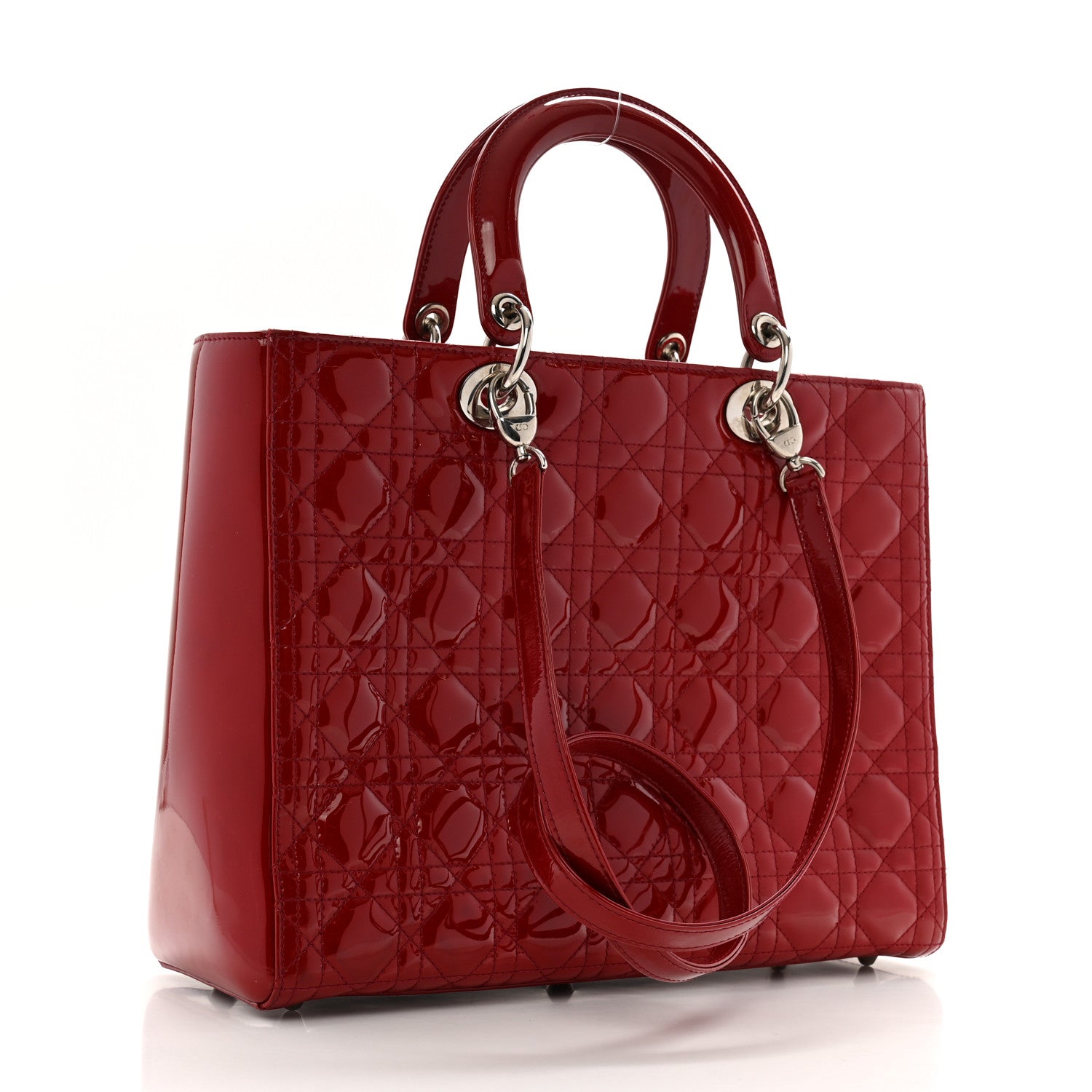 Patent Cannage Large Lady Dior Red